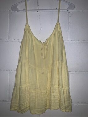 Old Navy Plus Size Light Yellow Drawstring Baby Doll Tank Top
